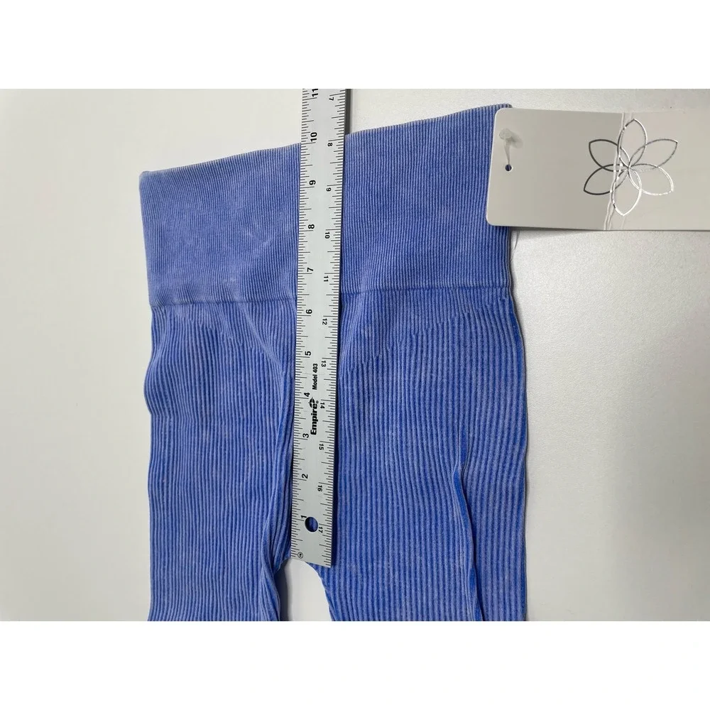Aura Blue Athleisure Ribbed High Waisted Biker Shorts XXS‎ XS SAWS910-W New